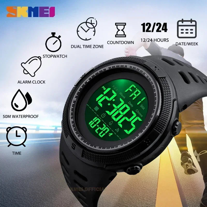 Relógio Digital Multifuncional Para Homens e Mulheres SKMEI-1251 - Despertador, Cronômetro, Impermeável, Resistente a Àgua: