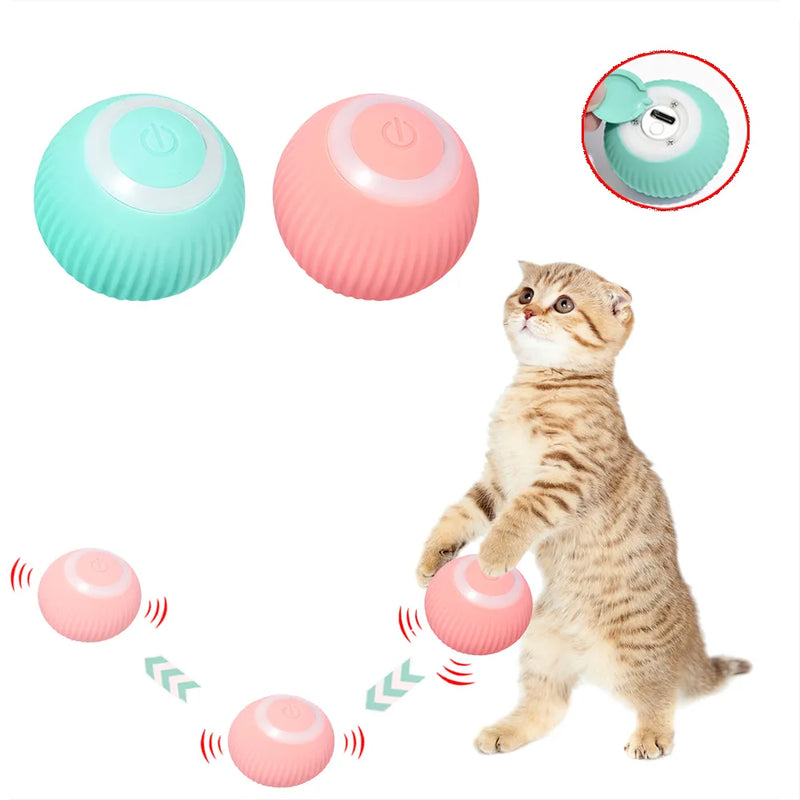 Bola Rolante Automática Interativa Para Gatos - Recarregável, Gira Em 360º